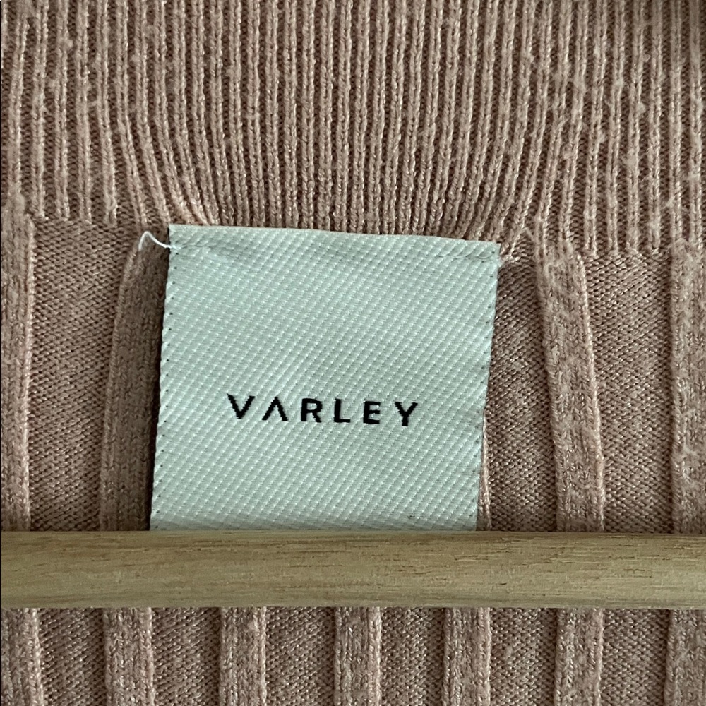 Varley Maeve Ribbed Knit Midi Dress Women’s XL Warm Taupe Neutral Short Sleeve - Picture 10 of 13